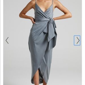 SHOWPO How Will I Know Dress Dusty Blue Sz L NWT